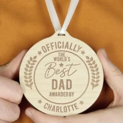 Personalised Officially The Best Round Wooden Medal 13 Personalised Officially The Best Round Wooden Medal -Personalise Store p1011f67 3