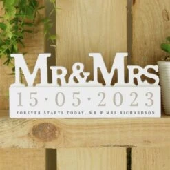 Personalised Big Date Wooden Mr & Mrs Ornament 8 Personalised Big Date Wooden Mr & Mrs Ornament -Personalise Store p1011f97 2