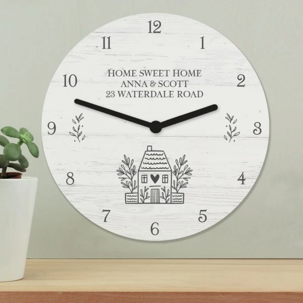 Personalised HOME Shabby Chic Wooden Clock 3 Personalised HOME Shabby Chic Wooden Clock