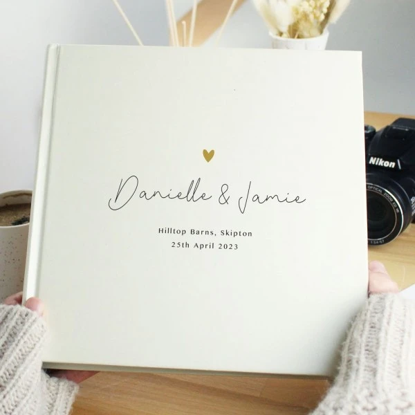 Personalised Gold Heart Couples Square Photo Album 5 Personalised Gold Heart Couples Square Photo Album - Image 3