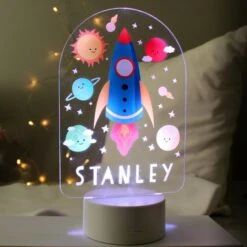 Personalised Space Rocket LED Colour Changing Night Light -Personalise Store p101394 2