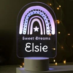 Personalised Pink Rainbow LED Colour Changing Night Light -Personalise Store p101396 5