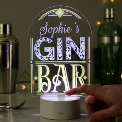 Personalised Gin Bar LED Colour Changing Night Light -Personalise Store p1013a03 2