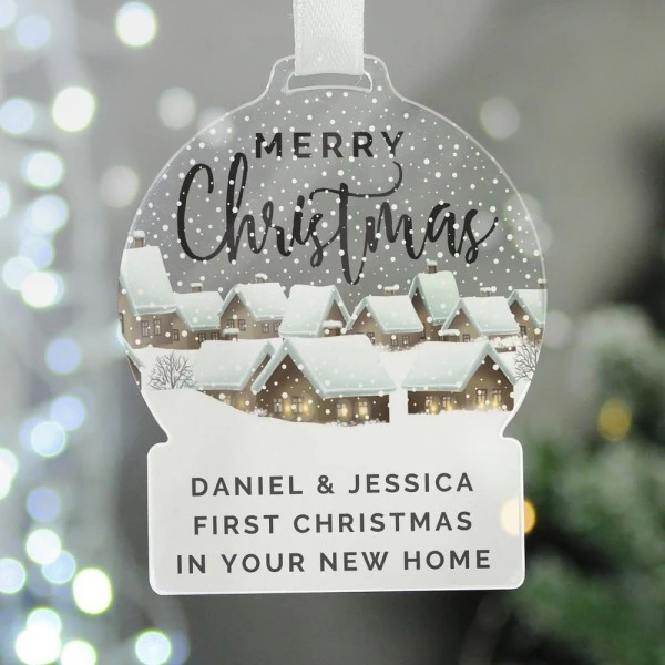 Personalised Christmas Home Acrylic Snowglobe Decoration 2 Personalised Christmas Home Acrylic Snowglobe Decoration