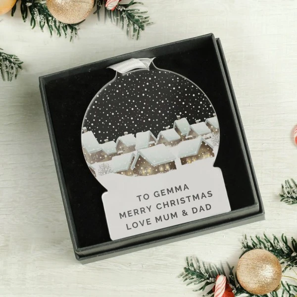 Personalised Christmas Home Acrylic Snowglobe Decoration 3 Personalised Christmas Home Acrylic Snowglobe Decoration - Image 2