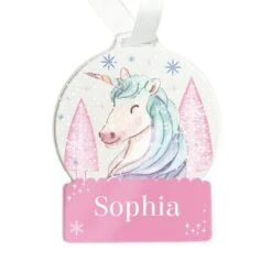 Personalised Unicorn Acrylic Snowglobe Decoration -Personalise Store p1013a18 3