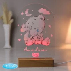 Personalised Tiny Tatty Teddy Wooden Based LED Light -Personalise Store p1013a58 5