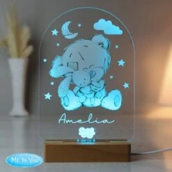 Personalised Tiny Tatty Teddy Wooden Based LED Light -Personalise Store p1013a58 6