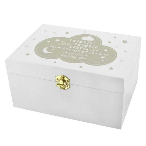 Personalised Twinkle Twinkle White Wooden Keepsake Box 4 Personalised Twinkle Twinkle White Wooden Keepsake Box - Image 2