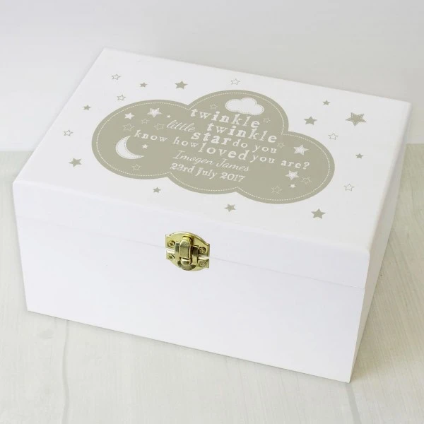 Personalised Twinkle Twinkle White Wooden Keepsake Box 5 Personalised Twinkle Twinkle White Wooden Keepsake Box - Image 3
