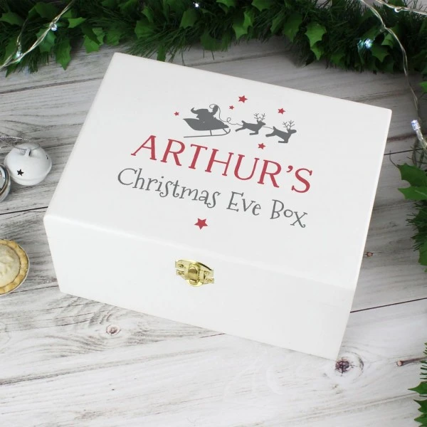 Personalised Christmas Eve White Wooden Box 3 Personalised Christmas Eve White Wooden Box