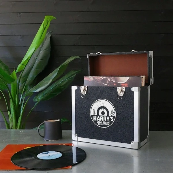 Personalised 12 Inch Record Storage Box - Black Leather Effect With Metal Trim - Half Record Sticker 6 Personalised 12 Inch Record Storage Box - Black Leather Effect With Metal Trim - Half Record Sticker - Image 4