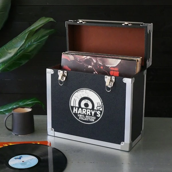 Personalised 12 Inch Record Storage Box - Black Leather Effect With Metal Trim - Half Record Sticker 7 Personalised 12 Inch Record Storage Box - Black Leather Effect With Metal Trim - Half Record Sticker - Image 5