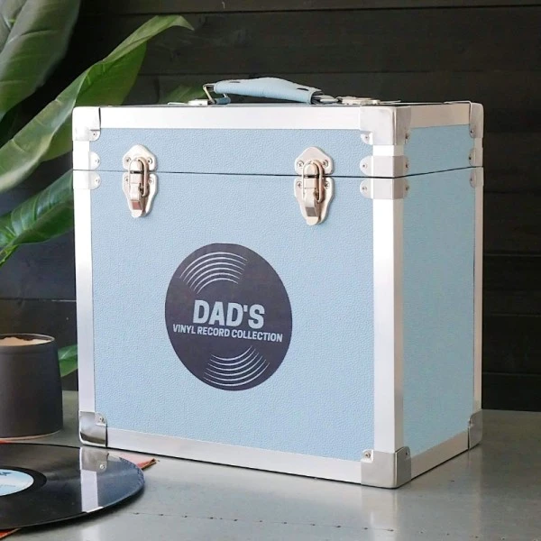 Personalised 12 Inch Record Storage Box - Light Blue Leather Effect With Metal Trim - Record Sticker 4 Personalised 12 Inch Record Storage Box - Light Blue Leather Effect With Metal Trim - Record Sticker - Image 2