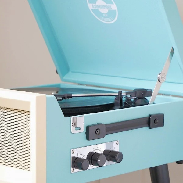 Personalised Retro Style Record Player On Legs - Blue - Record Sticker 7 Personalised Retro Style Record Player On Legs - Blue - Record Sticker - Image 5