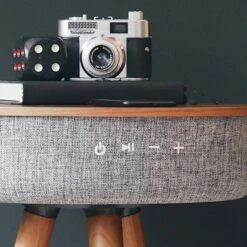 Tabblue Personalised Bluetooth Side Table With Surround Sound - Dark Wood - Beer Sticker -Personalise Store tabblue personalised bluetooth side table with surround sound dark wood 02 1 1 1