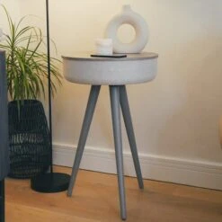 Tabblue Personalised Bluetooth Side Table With Surround Sound - Grey - Whiskey Sticker -Personalise Store tabblue personalised bluetooth side table with surround sound grey 01 2