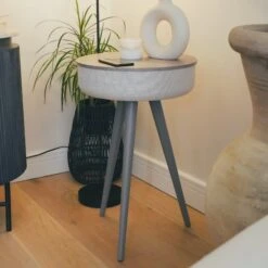 Tabblue Personalised Bluetooth Side Table With Surround Sound - Grey - Whiskey Sticker -Personalise Store tabblue personalised bluetooth side table with surround sound grey 02 2