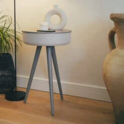 Tabblue Personalised Bluetooth Side Table With Surround Sound - Grey - Whiskey Sticker -Personalise Store tabblue personalised bluetooth side table with surround sound grey 05 2