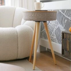 Tabblue Personalised Bluetooth Side Table With Surround Sound - Light Wood - G&T Sticker -Personalise Store tabblue personalised bluetooth side table with surround sound light wood 03 1